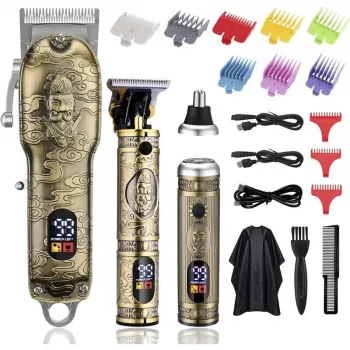 Cordless Hair Clippers + Nose Trimmer Set for Men