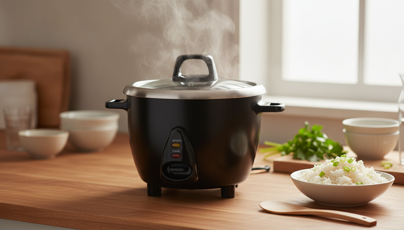 3-Cup Stainless Rice Cooker: One-Touch Cook & Warm