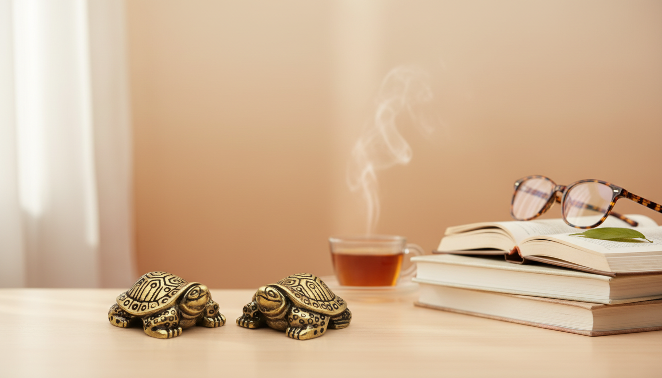 Antique Brass Turtle Ornament: Longevity Accent Decor