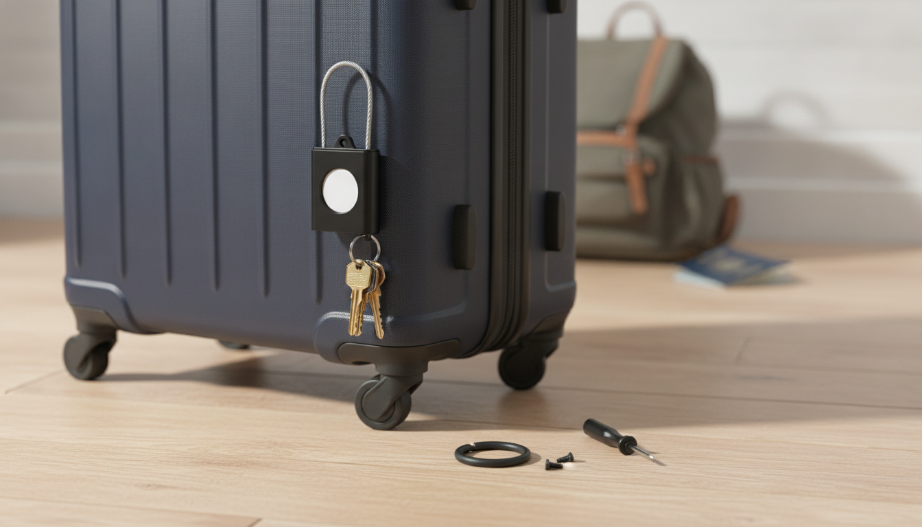 Lockable Wire-Cable AirTag Holder for Keys & Luggage