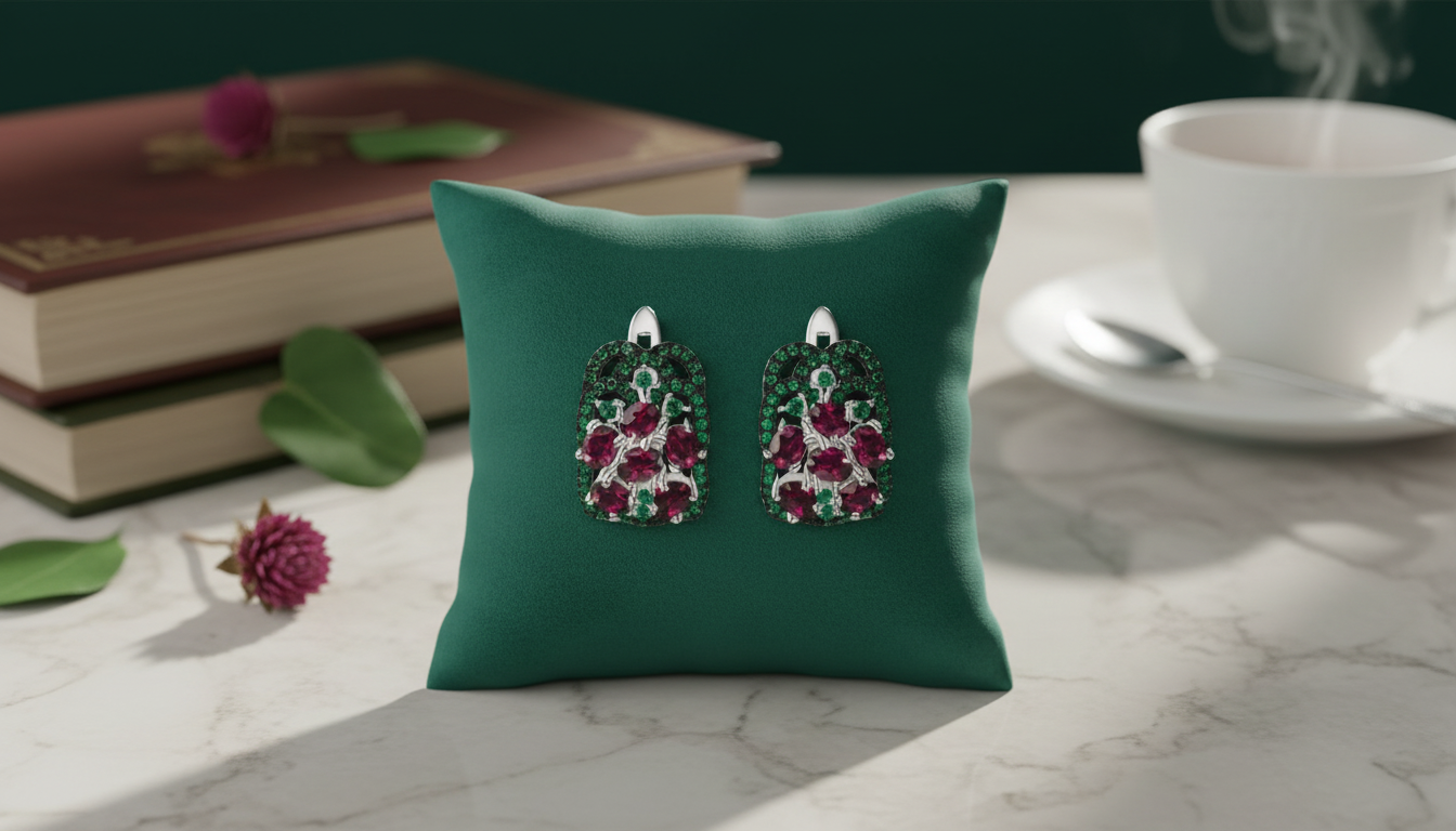 Rhodolite Garnet Clip Earrings (3.0 Ct) in 925 Silver