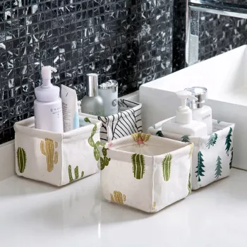 Waterproof Foldable Desk Storage Basket with Handle